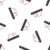 Nunchaku seamless pattern repeating asian traditional weapon on white background vector