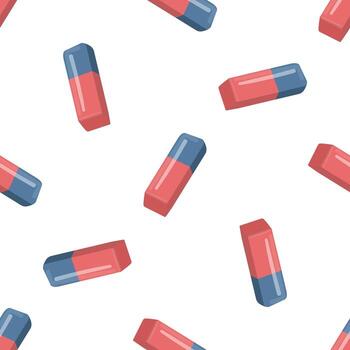 Erasers floating on white background seamless pattern vector