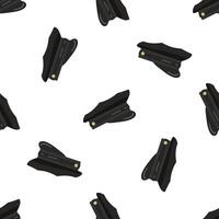 Seamless pattern of black leather peaked caps with gold buttons on white background vector