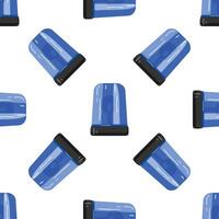 Blue emergency rotating flashing light seamless pattern on white background vector