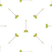 Green broom with orange handle seamless pattern on white background vector