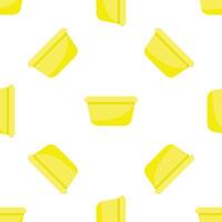 Yellow plastic food container seamless pattern on white background vector