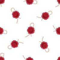 Red wax seal with string seamless pattern on white background vector