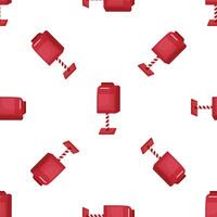 Red parking meters seamless pattern on white background vector