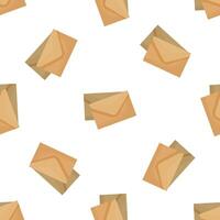 Seamless pattern with two kraft envelopes overlapping, sending mail and communication concept vector