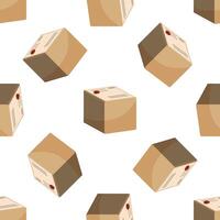 Seamless pattern of cardboard boxes with delivery label and wax seal representing shipping and logistics vector