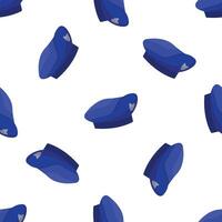 Seamless pattern of blue military berets rotating on white background vector