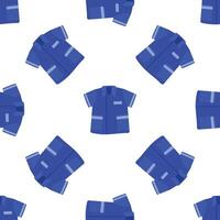 Seamless pattern of blue short sleeved shirts with pockets and reflective stripes on white background vector