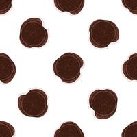 Seamless pattern with brown wax seal imprint on white background vector