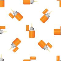 Orange pocket lighter with open cap creating a flame, seamless pattern vector