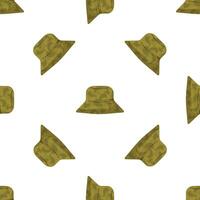 Camouflage bucket hats seamless pattern on white background vector