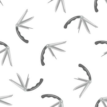 sin costura modelo de gris herramienta multiple bolsillo cuchillo repitiendo en blanco antecedentes vector