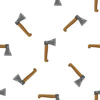 Seamless pattern with cartoon axes for lumberjack, woodcutter or carpenter vector