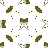 Camouflage folding chair seamless pattern on white background vector