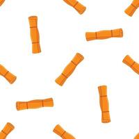 Seamless pattern of rolled orange camping sleeping mat on white background vector