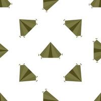 Camping tent seamless pattern on white background, tourist symbol, fabric design, wrapping paper vector