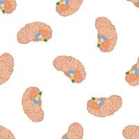 Seamless pattern of human brain showing different parts for medical studies vector