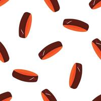 Jaffa cakes forming a seamless pattern on white background vector