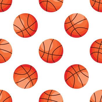 Seamless pattern of realistic basketball balls forming geometric design on white background vector