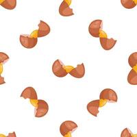 Broken eggs seamless pattern revealing nutritious yolks on white background vector
