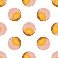Seamless pattern of boiled eggs showing nutritious yolk and egg white vector