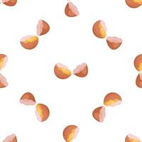 Broken eggs seamless pattern showing yolk and shell vector