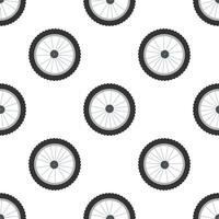 Seamless pattern with bicycle wheels rotating on white background vector