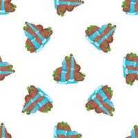 Seamless pattern of waterfall cascading down brown rock formation vector