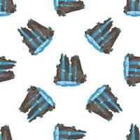 Waterfall cascading down rocky mountain seamless pattern on white background vector