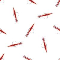 Surgical wound with stitches forming seamless pattern on white background vector