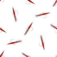 Surgical wound with stitches seamless pattern on white background vector