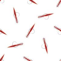 Surgical wound with stitches seamless pattern on white background vector