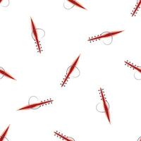 Surgical wound with stitches seamless pattern on white background vector