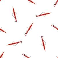 Surgical wound closing with sutures, seamless pattern on white background vector