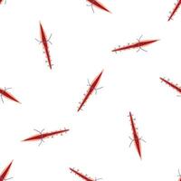 Surgical wound healing with stitches seamless pattern on white background vector