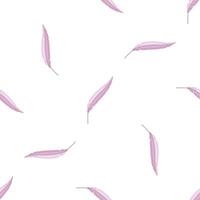 Seamless pattern with delicate pink feathers floating on white background vector