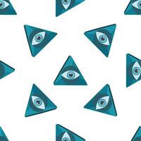 All seeing eye seamless pattern illuminating secret knowledge and mysteries vector