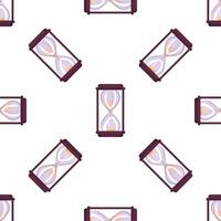 Seamless pattern with hourglass measuring time on white background vector