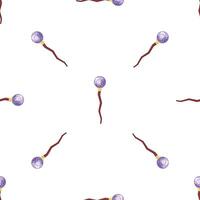 Magic wand with purple crystal ball seamless pattern on white background vector