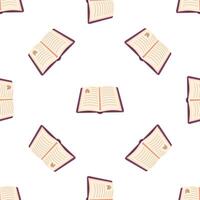Open books with bookmarks seamless pattern on white background vector