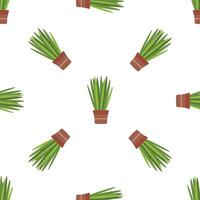 Seamless pattern of potted grass creating a vibrant green background vector