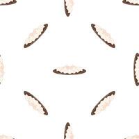 Delicious meringue cookies resting on dark chocolate discs, forming a seamless pattern vector