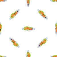 Seamless pattern of bacon with lettuce and olives on oval plate vector