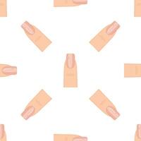 Seamless pattern of manicured nails showing different finger positions on white background vector