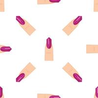 Seamless pattern of fingers with purple nail polish showing different angles vector