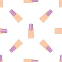 Seamless pattern of manicured fingers showing purple nail polish on white background vector