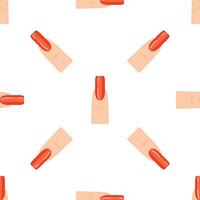 Seamless pattern of fingers with red nail polish showing different positions vector
