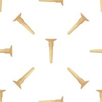 Seamless pattern of realistic wood screws on white background, construction tools design vector
