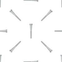 Seamless pattern of identical metal bolts lying on white background vector