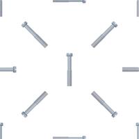Seamless pattern of realistic metal bolt with external thread, fixing element for construction and repair works vector